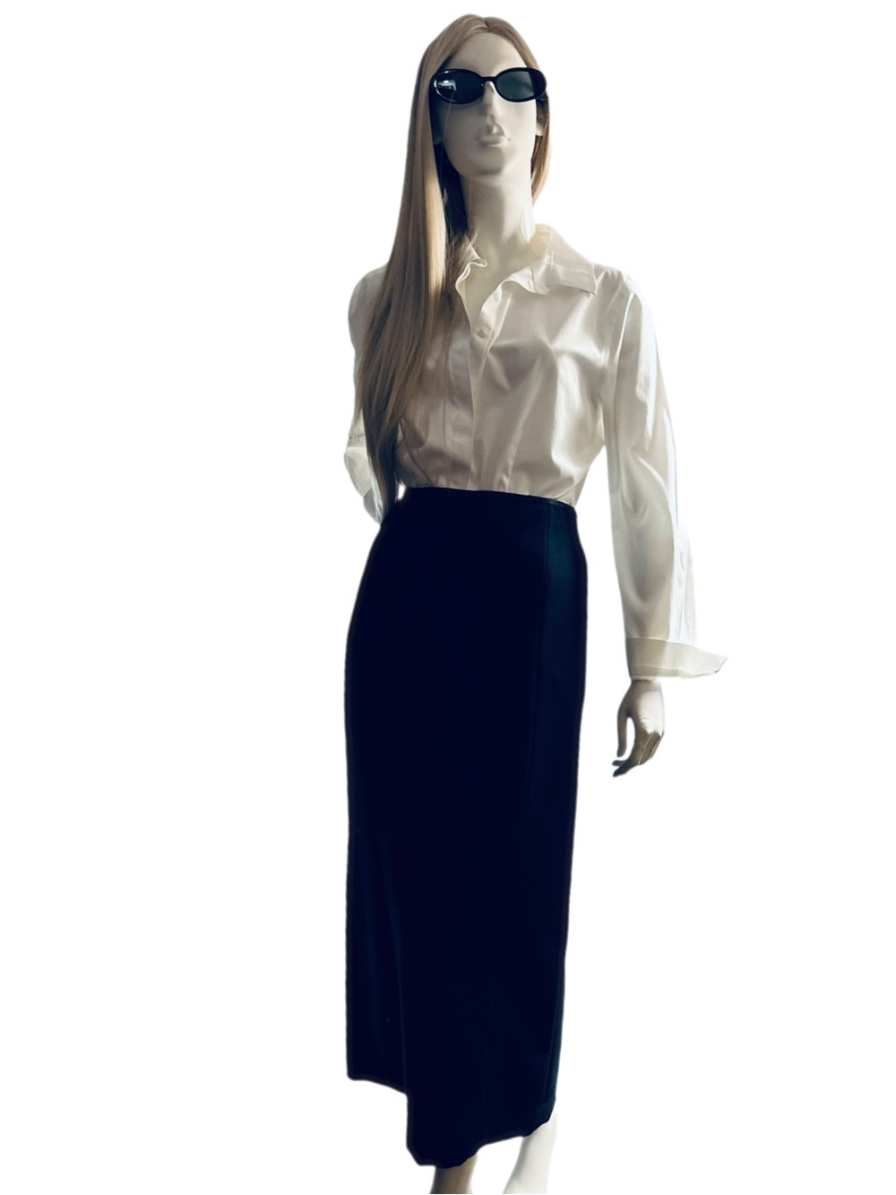 Vintage GAP Black Maxi Skirt Size 4 Minimalist Career Modest Kick Slit Lined